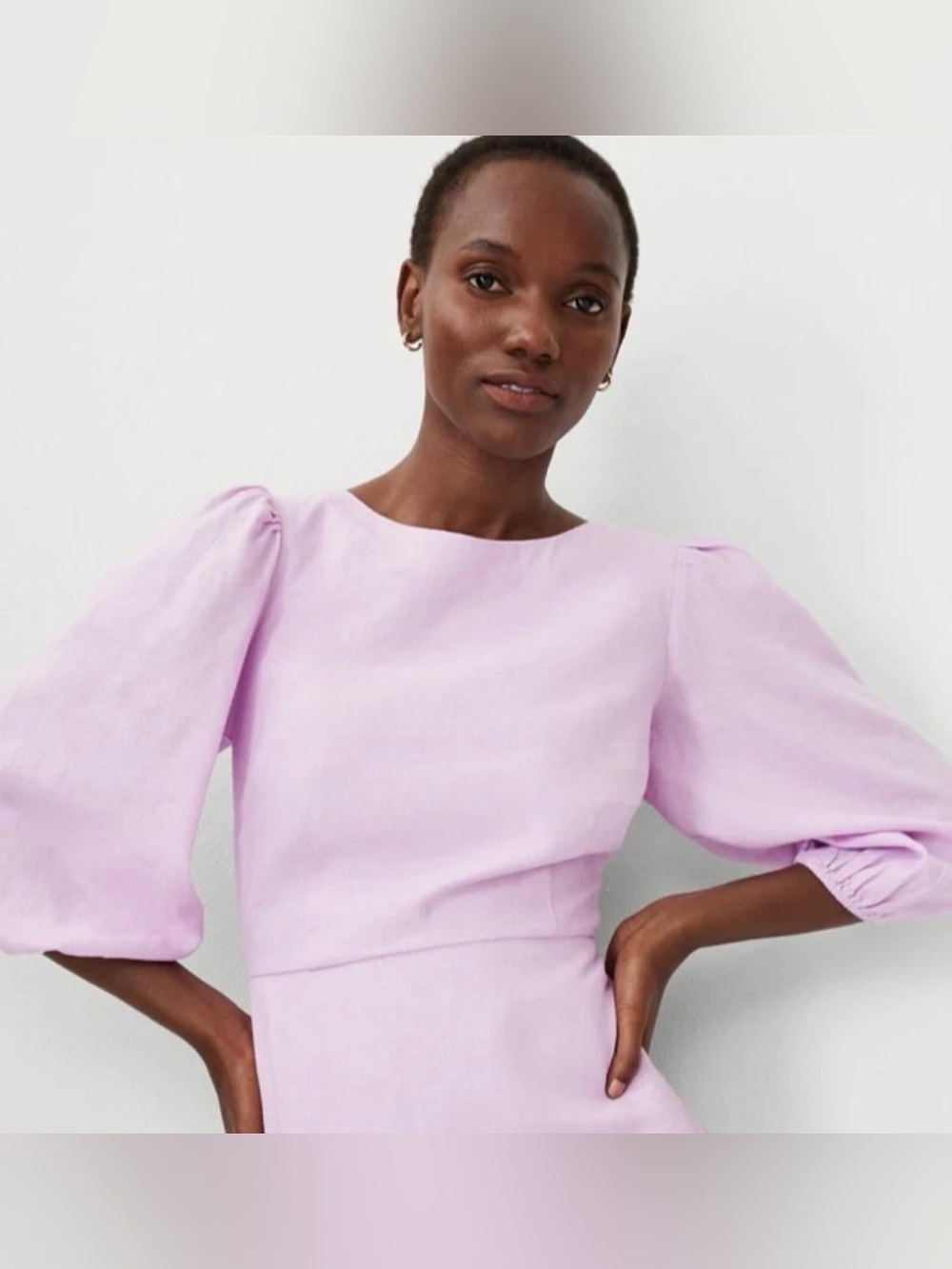 Ann Taylor Lilac Puff-Sleeve Women's Dress - Picture 3 of 6